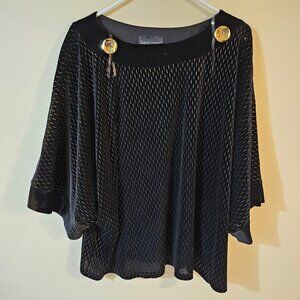 Frank Lyman Design Black Textured Velvet Tunic Top - Size 8